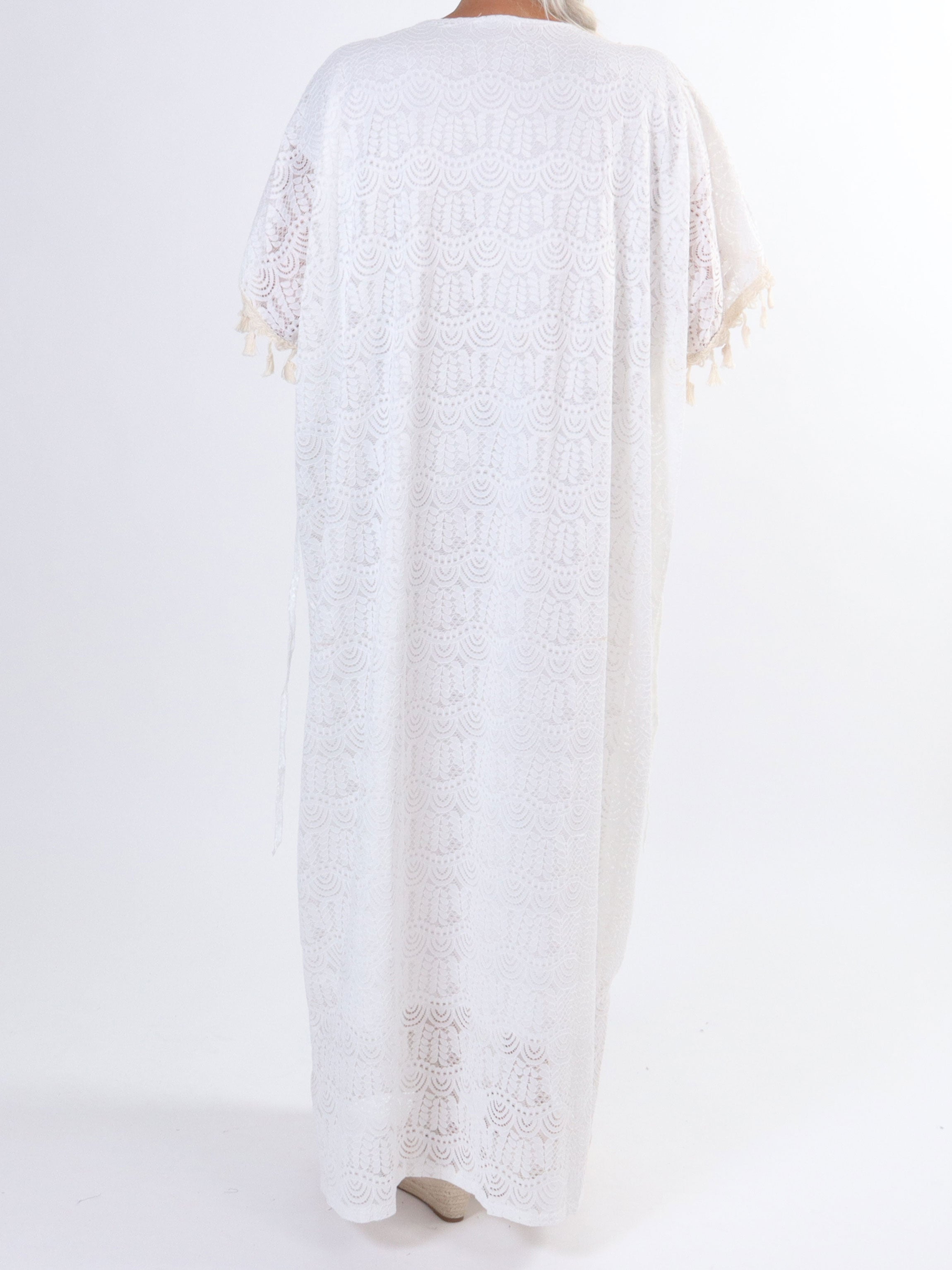 Dua - Lang plus size tunikakjole i blonde med broderet detaljer